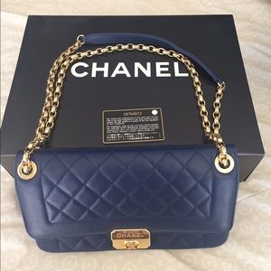 One of a kind navy blue authentic Chanel bag.