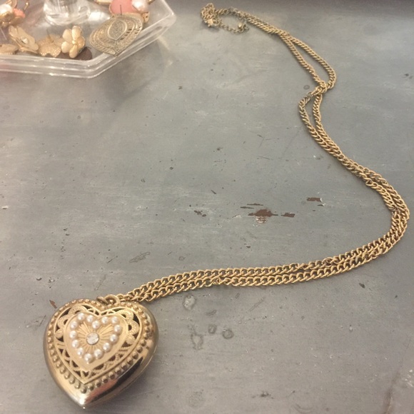 Long Gold Heart Pendant Necklace