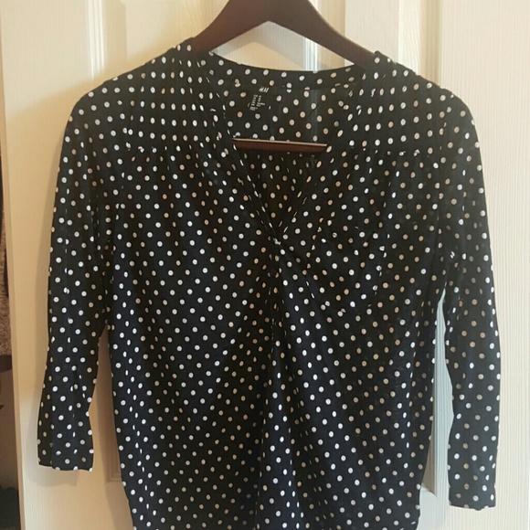 H&M black tunic with white polka-dots