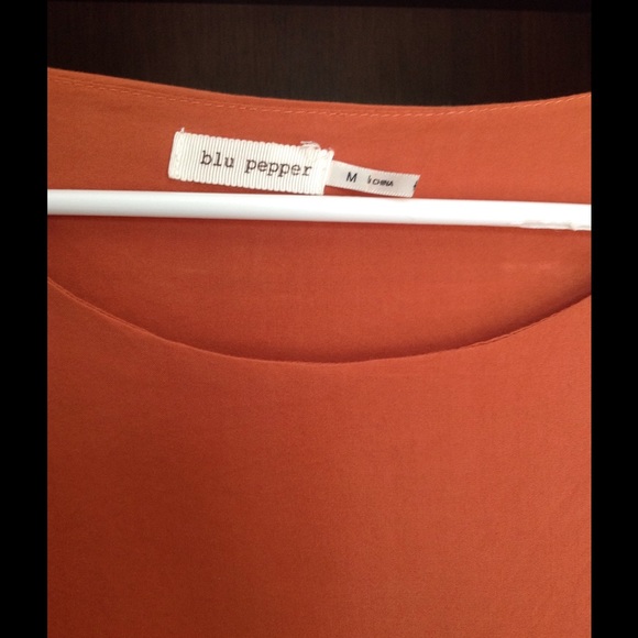 Deep Orange Flowy Top with Gold Button Detail - Picture 2 of 2