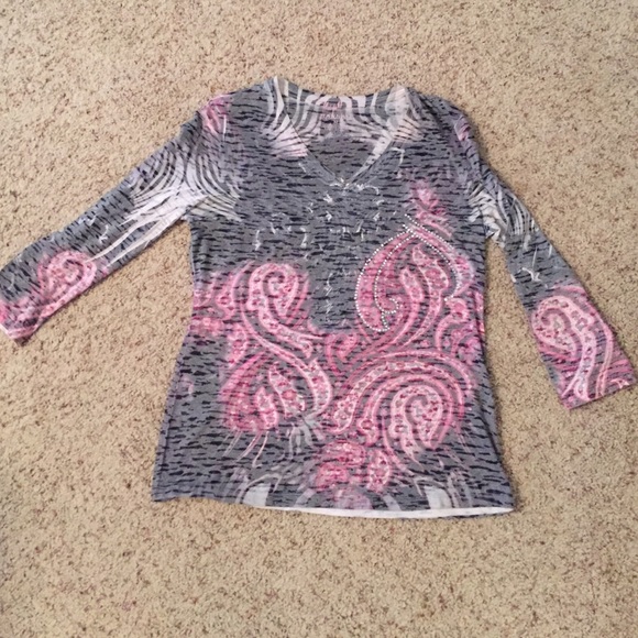 Hannah Pink and Grey Paisley Top