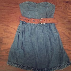Strapless jean dress