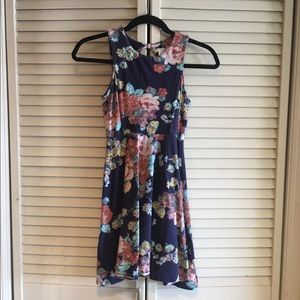 Navy and floral skater dress