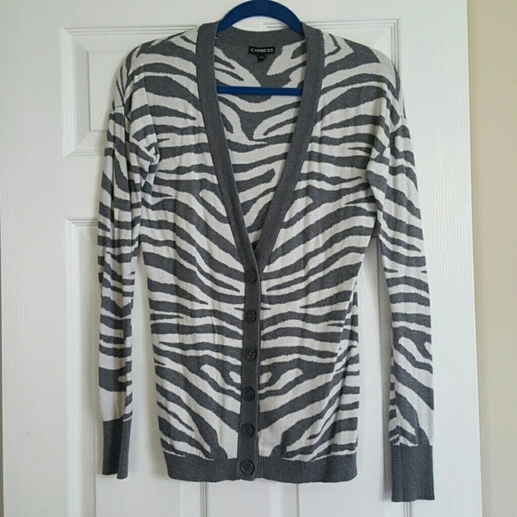 Express Cardigan, striped gray print