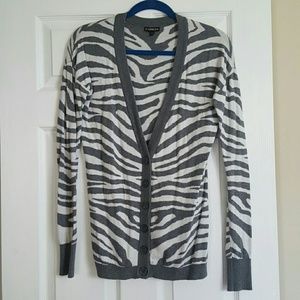 Express Cardigan, striped gray print