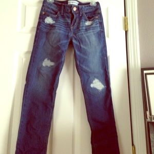 Low rise boyfriend cut distressed Express jeans