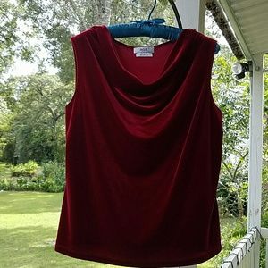 Deep red velvety sleeveless top