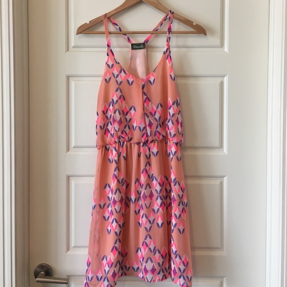 Peach & Neon Pink Summer Dress