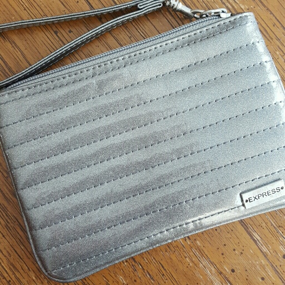 Silver glitter wristlet