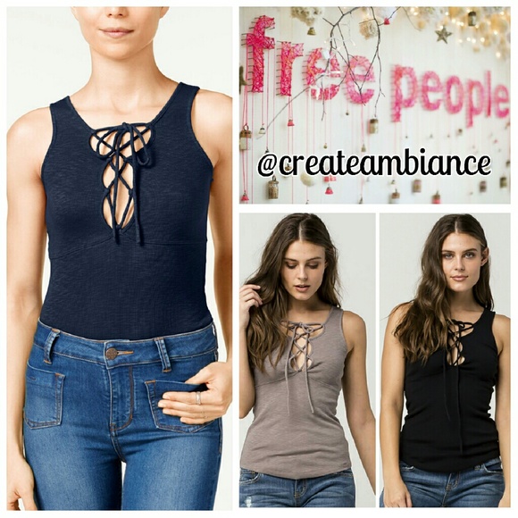 Free People Tops - Free People Ribbed Lace Up Tank