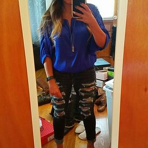 Jennifer Lopez Tops - Jennifer Lopez blue silk like top Jennifer Lopez Tops - Jennifer Lopez blue silk like top