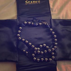 VINTAGE STAUER BLACK PEARL SET