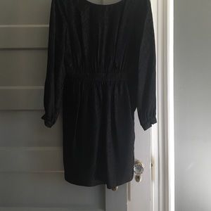 Black silk leopard pattern dress