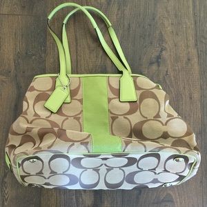 Coach Green and Brown Handbag
