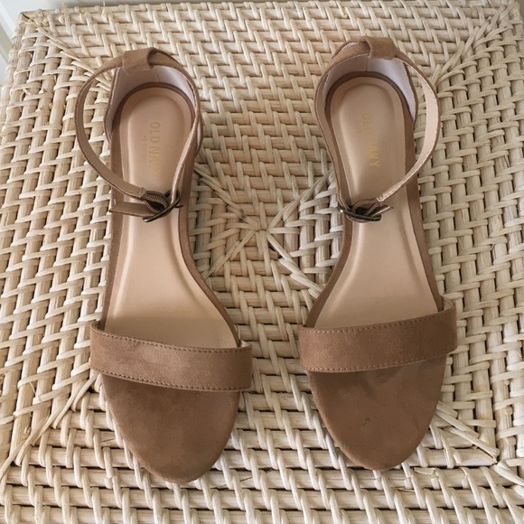 Old Navy Tan Suede Mini Heel Sandals