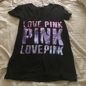 Victoria secret Black & purple sparkle tee