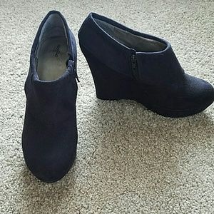 Black Faux Suede Platform Ankle Booties