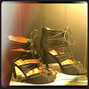 Sexy Black Lace up Mark & Maddox Heels