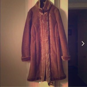 Faux fur lined coat