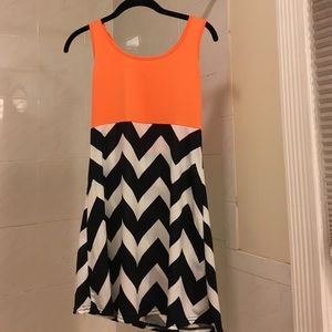 Multi Color Chevron Stripe Casual Dress