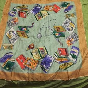 Bell square silk "book" scarf