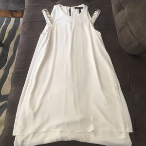 BCBG white mini with sequin detail