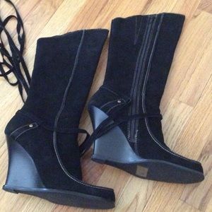Black suede boots