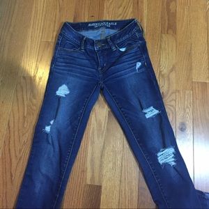 American Eagle Dark wash, distressed jeggings