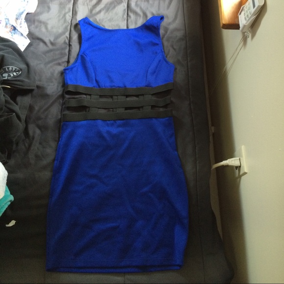 Royal blue caged cut out dress