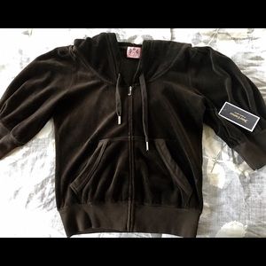 Juicy Couture velvet short sleeve hoodie Drk brown