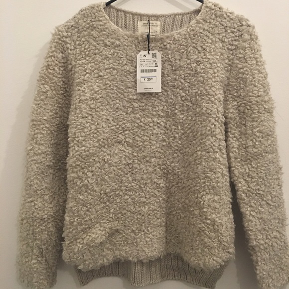 Zara girls 13-14 faux shearling sweater NWT