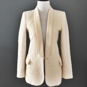 MNG Cotton-blend Cream Blazer