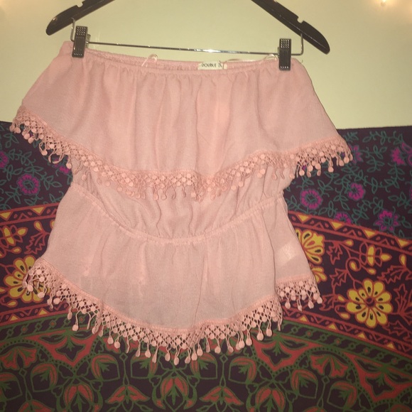 Coral pink strapless flowy top, new with tags!!