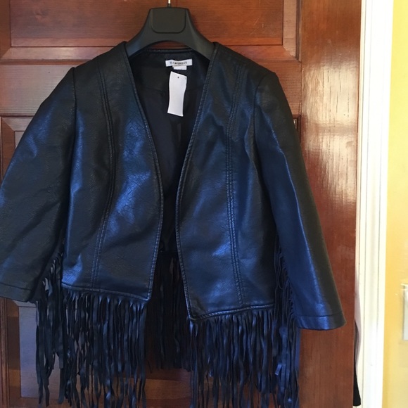 Faux leather fringe Jacket