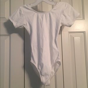 Jacques Moret White Dance Short Sleeve Leotard