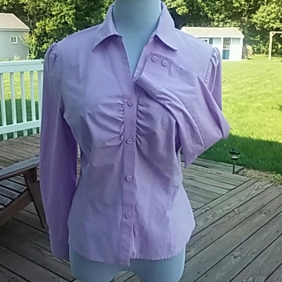 Lilac Stretch Cotton Fitted Blouse