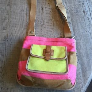 Fossil Canvas Stripe Cross Body Purse