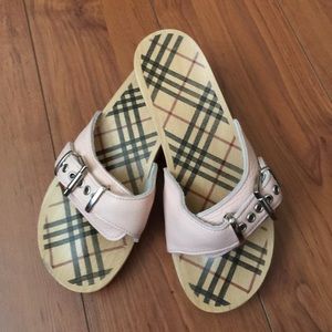 Burberry wooden platform slipper