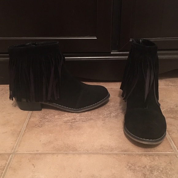 Black Fringe Booties