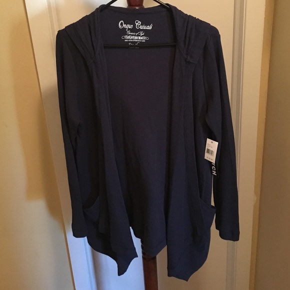 Hooded Thermal Cardigan navy blue