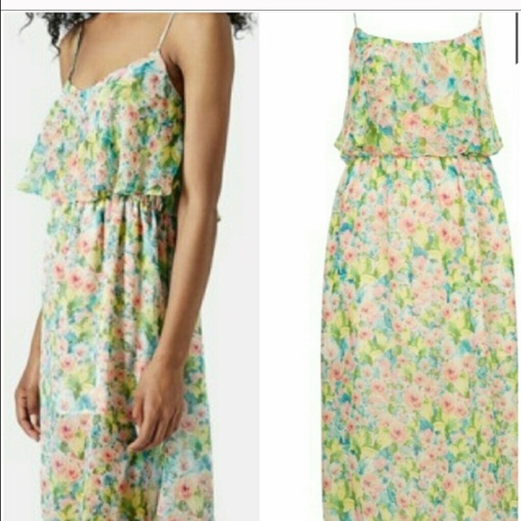 Topshop | delicate chiffon floral midi dress