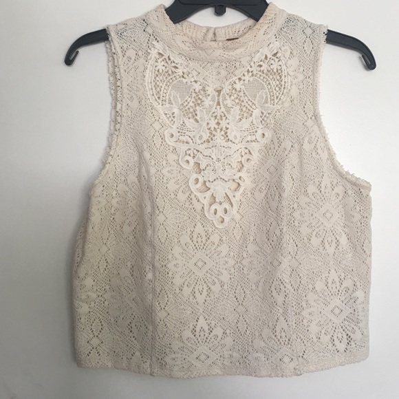 Free People ivory lace crop top
