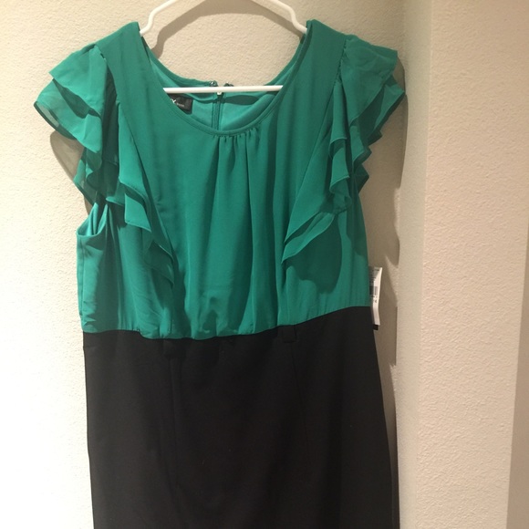 Black and green cocktail dress