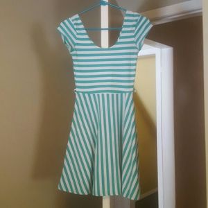 Small Teal and White scoopneck dress