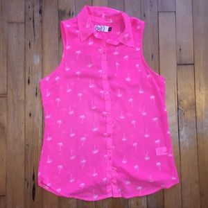 Pink Button-Down Tank-Top