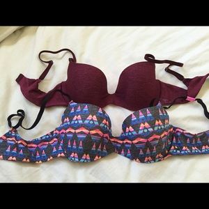 2 Victoria Secret PINK Campus Light Lift Bras 36B