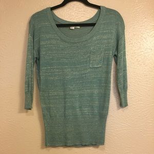 Gold and blue quarter sleeve shirt