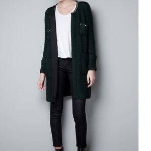 Zara Forest green coat with gold chains