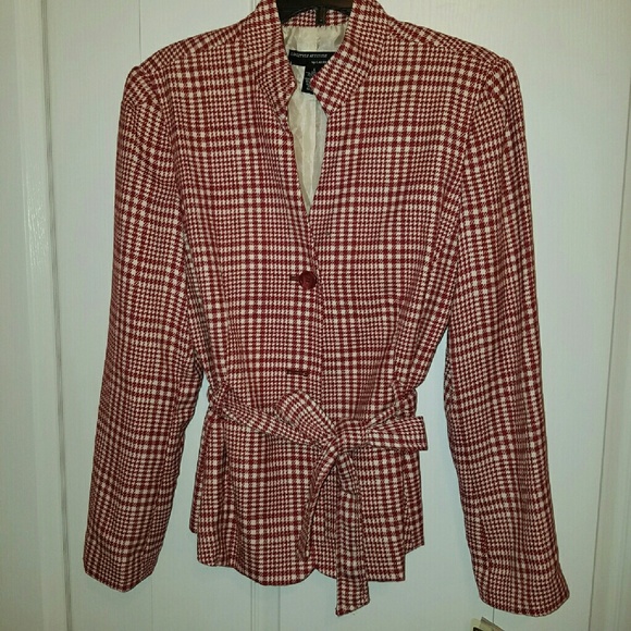 Red & White HOUNDSTOOTH Dress Jacket sz L