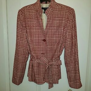 Red & White HOUNDSTOOTH Dress Jacket sz L
